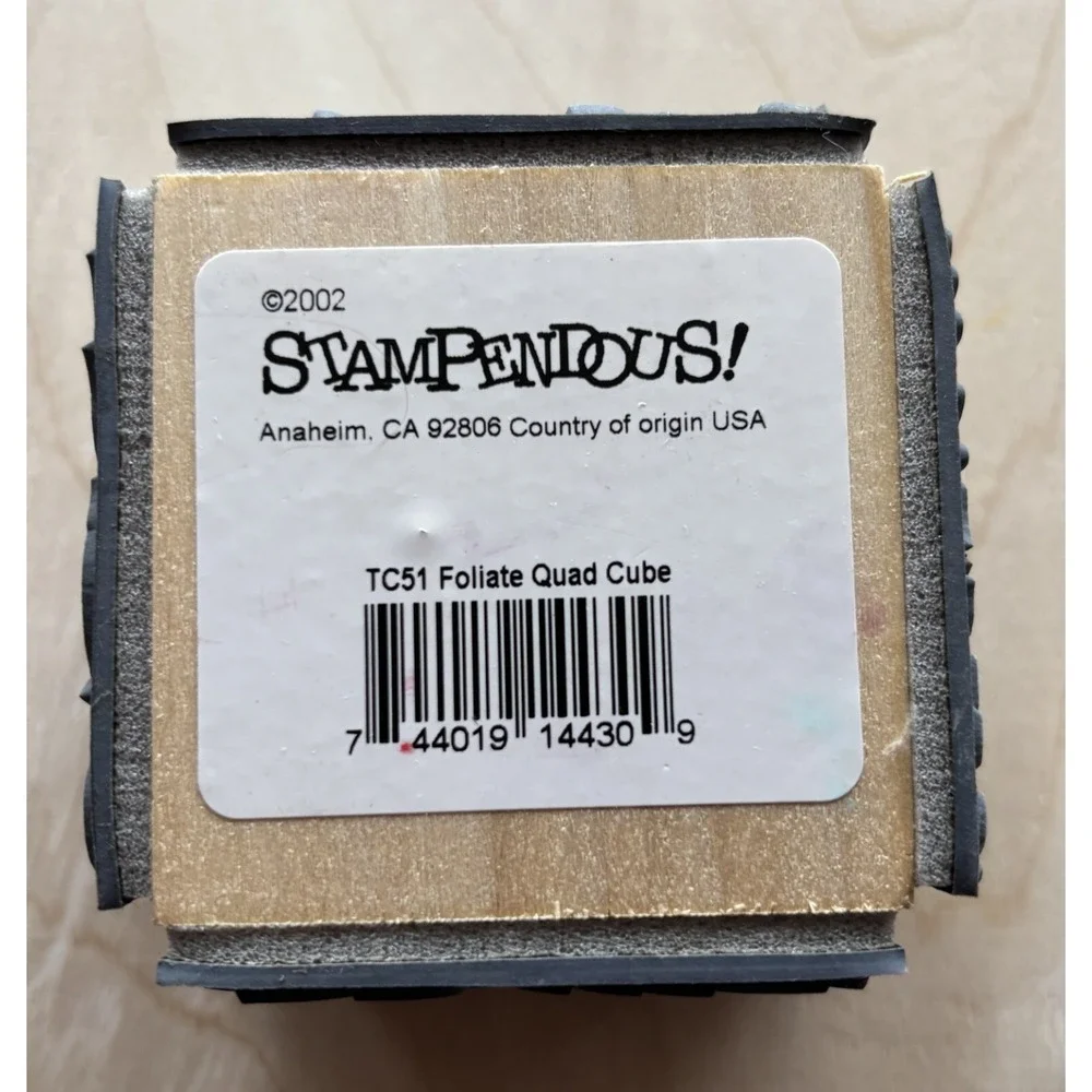 Vtg Stampendous Foliate Quad Cube Stamp Unused Foliage Leaves Ivy Wood Rubber